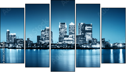 Panoramic picture of Canary Wharf view from Greenwich. - Fünfteiliges Leinwandbild, Pentaptychon