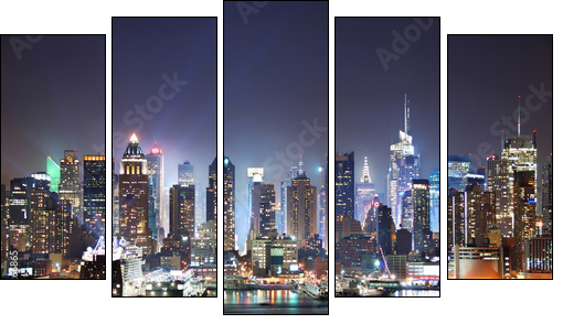 New York City Times Square - Fünfteiliges Leinwandbild, Pentaptychon
