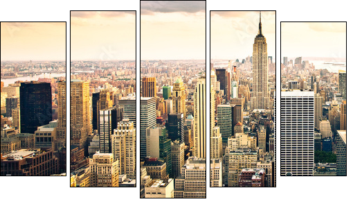 Skyline von New York - Fünfteiliges Leinwandbild, Pentaptychon