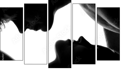 Young caucasian couple - Fünfteiliges Leinwandbild, Pentaptychon