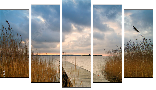 Abends am Achterwasser. - Fünfteiliges Leinwandbild, Pentaptychon