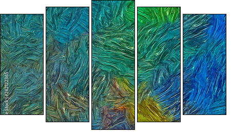 Abstract texture background. Digital painting in Vincent Van Gogh style artwork. Hand drawn artistic pattern. Modern art. Good for printed pictures, postcards, posters or wallpapers and textile print. - Fünfteiliges Leinwandbild, Pentaptychon