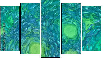Abstract texture background. Digital painting in Vincent Van Gogh style artwork. Hand drawn artistic pattern. Modern art. Good for printed pictures, postcards, posters or wallpapers and textile print. - Fünfteiliges Leinwandbild, Pentaptychon