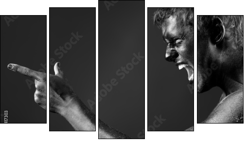 shouting man - Fünfteiliges Leinwandbild, Pentaptychon