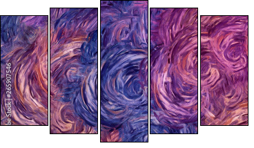 Abstract impressionism painting in Vincent Van Gogh style imitation. Art design background pattern for artistic creative printing production. Wall poster or canvas print template for interior decor. - Fünfteiliges Leinwandbild, Pentaptychon
