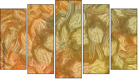Abstract impressionism painting in Vincent Van Gogh style imitation. Art design background pattern for artistic creative printing production. Wall poster or canvas print template for interior decor. - Fünfteiliges Leinwandbild, Pentaptychon