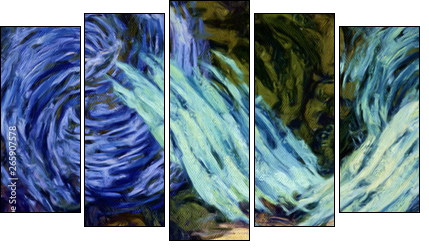 Abstract impressionism painting in Vincent Van Gogh style imitation. Art design background pattern for artistic creative printing production. Wall poster or canvas print template for interior decor. - Fünfteiliges Leinwandbild, Pentaptychon