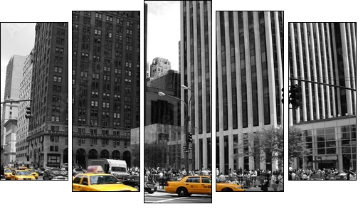 NYC Taxi - Fünfteiliges Leinwandbild, Pentaptychon