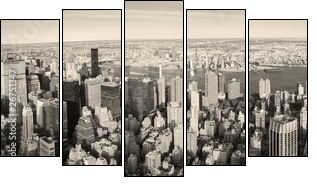 New York City Manhattan panorama aerial view - Fünfteiliges Leinwandbild, Pentaptychon