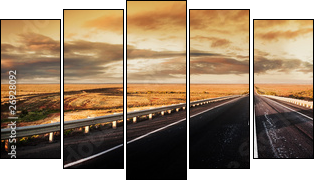 Road Panorama - Fünfteiliges Leinwandbild, Pentaptychon