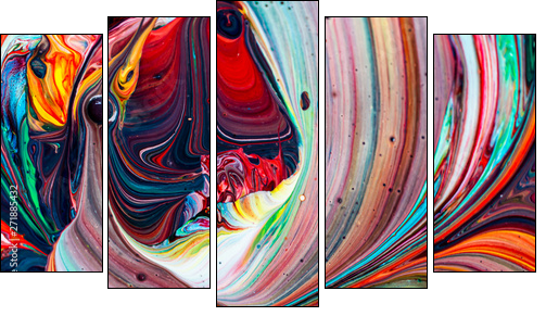 Abstract background of colorful mixed paint - Fünfteiliges Leinwandbild, Pentaptychon
