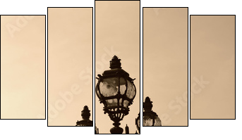 Vintage lamppost on the bridge of Alexandre III (Paris, France). - Fünfteiliges Leinwandbild, Pentaptychon