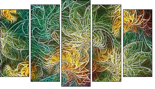 Draroda - Fünfteiliges Leinwandbild, Pentaptychon