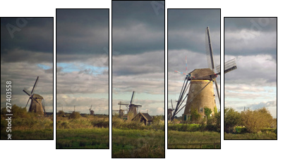 kinderdijk - Fünfteiliges Leinwandbild, Pentaptychon