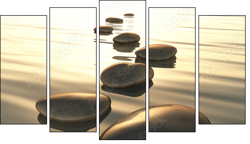 step stones - Fünfteiliges Leinwandbild, Pentaptychon