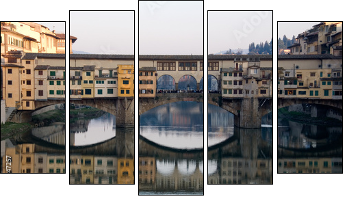 Ponte Vecchio a Firenze - Fünfteiliges Leinwandbild, Pentaptychon