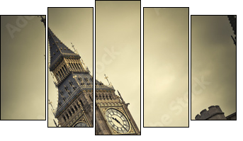 Big Ben, London - Fünfteiliges Leinwandbild, Pentaptychon