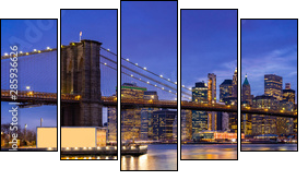 Brooklyn bridge New York - Fünfteiliges Leinwandbild, Pentaptychon