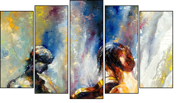 The girl playing a violin - Fünfteiliges Leinwandbild, Pentaptychon