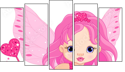 Cute little baby Love fairy - Fünfteiliges Leinwandbild, Pentaptychon