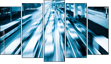 Megacity Highway - Fünfteiliges Leinwandbild, Pentaptychon