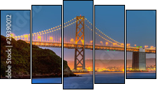 San Francisco Bay Bridge Panorama - Fünfteiliges Leinwandbild, Pentaptychon