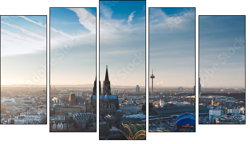 KÃ¶lner Dom und Stadtpanorama - Fünfteiliges Leinwandbild, Pentaptychon