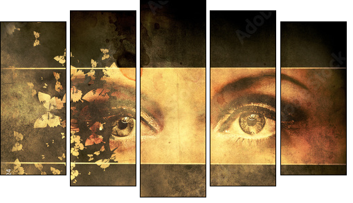 Grunge abstract portrait - Fünfteiliges Leinwandbild, Pentaptychon