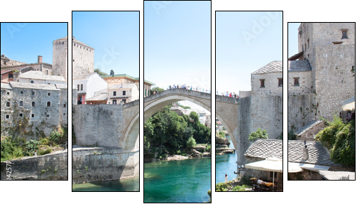 Old bridge - Mosta - Fünfteiliges Leinwandbild, Pentaptychon
