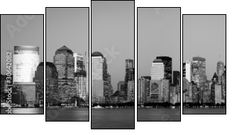 Manhattan Financial District from Jersey city - Fünfteiliges Leinwandbild, Pentaptychon