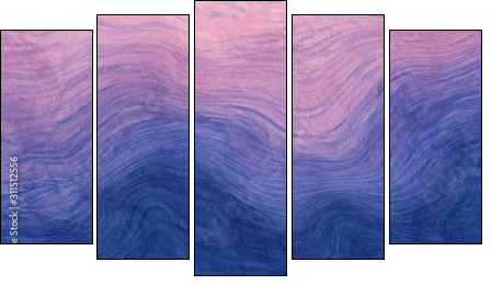 Abstract paint purple and blue with wavy brush stroke lines texture for backgrounds. - Fünfteiliges Leinwandbild, Pentaptychon