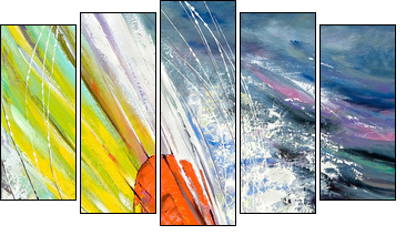 The sailing boat rushing on waves - Fünfteiliges Leinwandbild, Pentaptychon