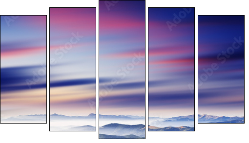 mountain landscape - Fünfteiliges Leinwandbild, Pentaptychon