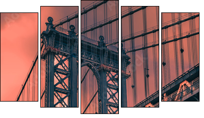 Manhattan bridge - Fünfteiliges Leinwandbild, Pentaptychon
