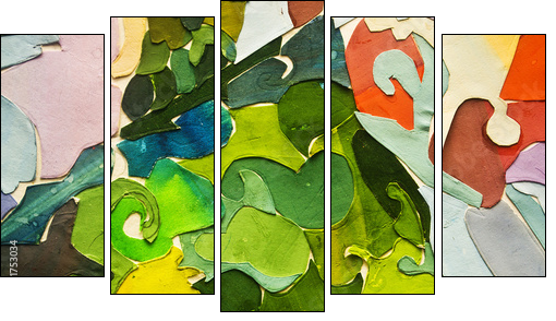 expressive abstract - Fünfteiliges Leinwandbild, Pentaptychon