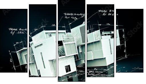 Luxurious architecture project - Fünfteiliges Leinwandbild, Pentaptychon
