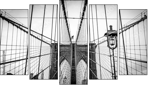 brooklyn bridge in new york - Fünfteiliges Leinwandbild, Pentaptychon