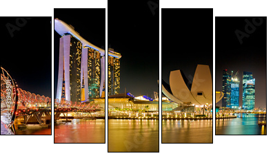 Marina Bay Singapore panorama - Fünfteiliges Leinwandbild, Pentaptychon