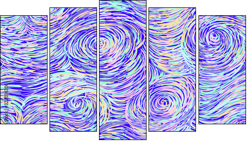 Hand drawn seamless background in impressionism style. Soft colors, perfect seamless texture - Fünfteiliges Leinwandbild, Pentaptychon