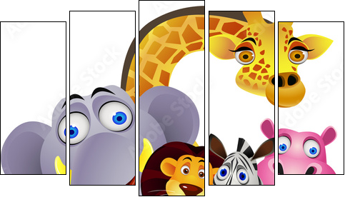 Animal cartoon - Fünfteiliges Leinwandbild, Pentaptychon