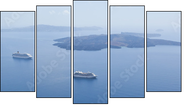 Santorini - Fünfteiliges Leinwandbild, Pentaptychon