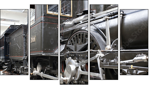 Detail of old steam locomotive - Fünfteiliges Leinwandbild, Pentaptychon