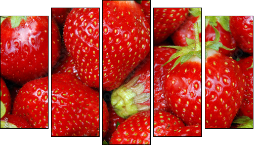erdbeeren - Fünfteiliges Leinwandbild, Pentaptychon