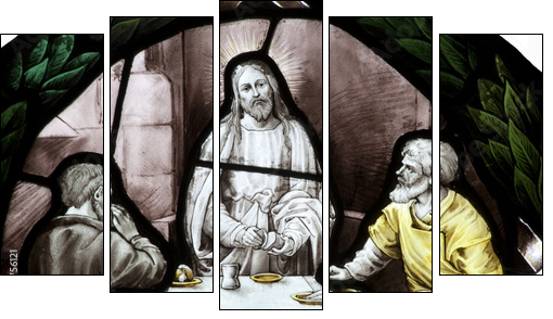 Last supper stained glass - Fünfteiliges Leinwandbild, Pentaptychon