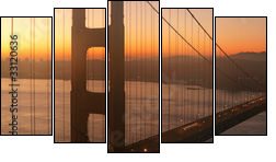 Golden Gate Bridge at Dawn - Fünfteiliges Leinwandbild, Pentaptychon