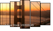 Golden Gate Bridge at Dawn - Fünfteiliges Leinwandbild, Pentaptychon