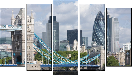 Tower Bridge and the Gherkin - Fünfteiliges Leinwandbild, Pentaptychon
