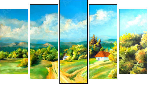 Summer landscapes - Fünfteiliges Leinwandbild, Pentaptychon