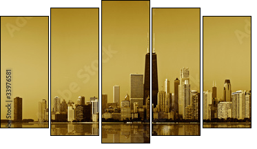 Chicago gold coast. - Fünfteiliges Leinwandbild, Pentaptychon