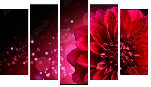 Dahlia Autumn flower design - Fünfteiliges Leinwandbild, Pentaptychon